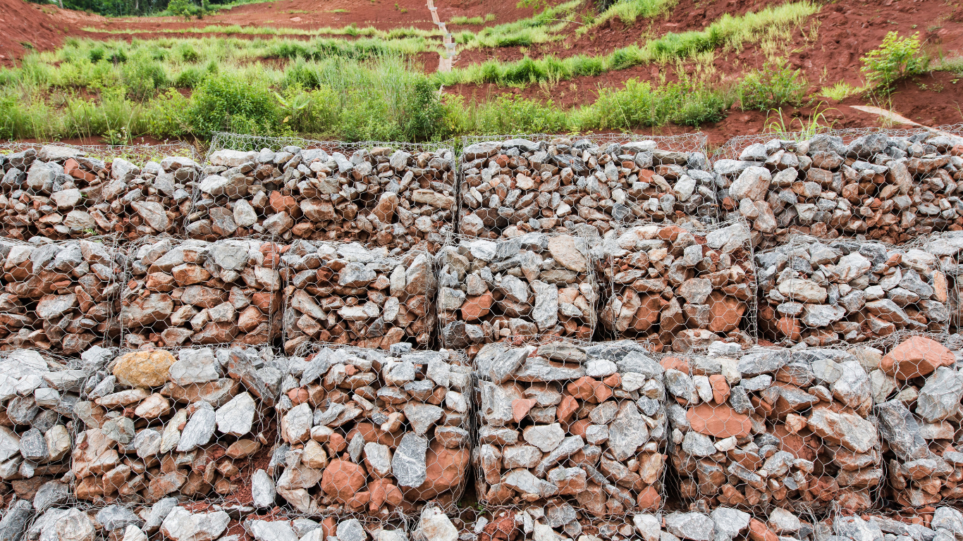 How to Build Gabion Cages Using Spirals to Create Gabion Walls for Protection from Landslides.